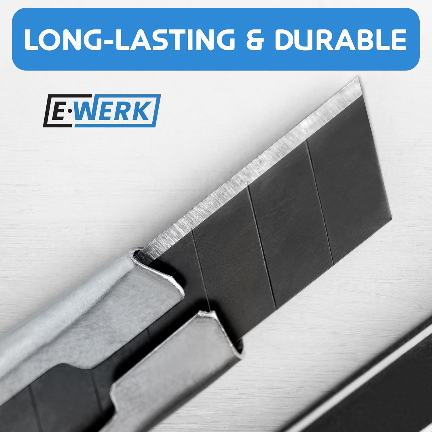 E•Werk - Box Cutter Blade Set - Black, 60 Pack - 18mm Utility Knife Replacement Blades - Heavy Duty Carbon Steel Snap Off Blades - Blade Refills for Utility Knives & Box Cutters