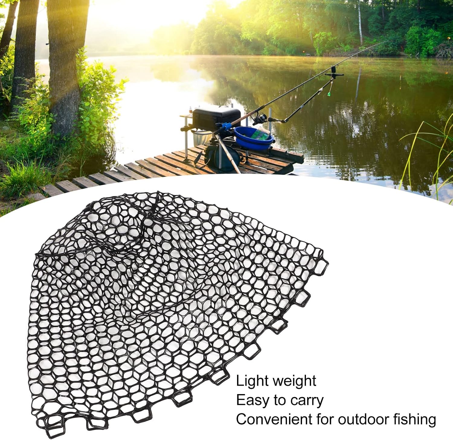 Soft Rubber Fishing Net, Light Weight, Strong Toughness, Portable Fly Fishing Net for Outdoor Lovers (47CM)