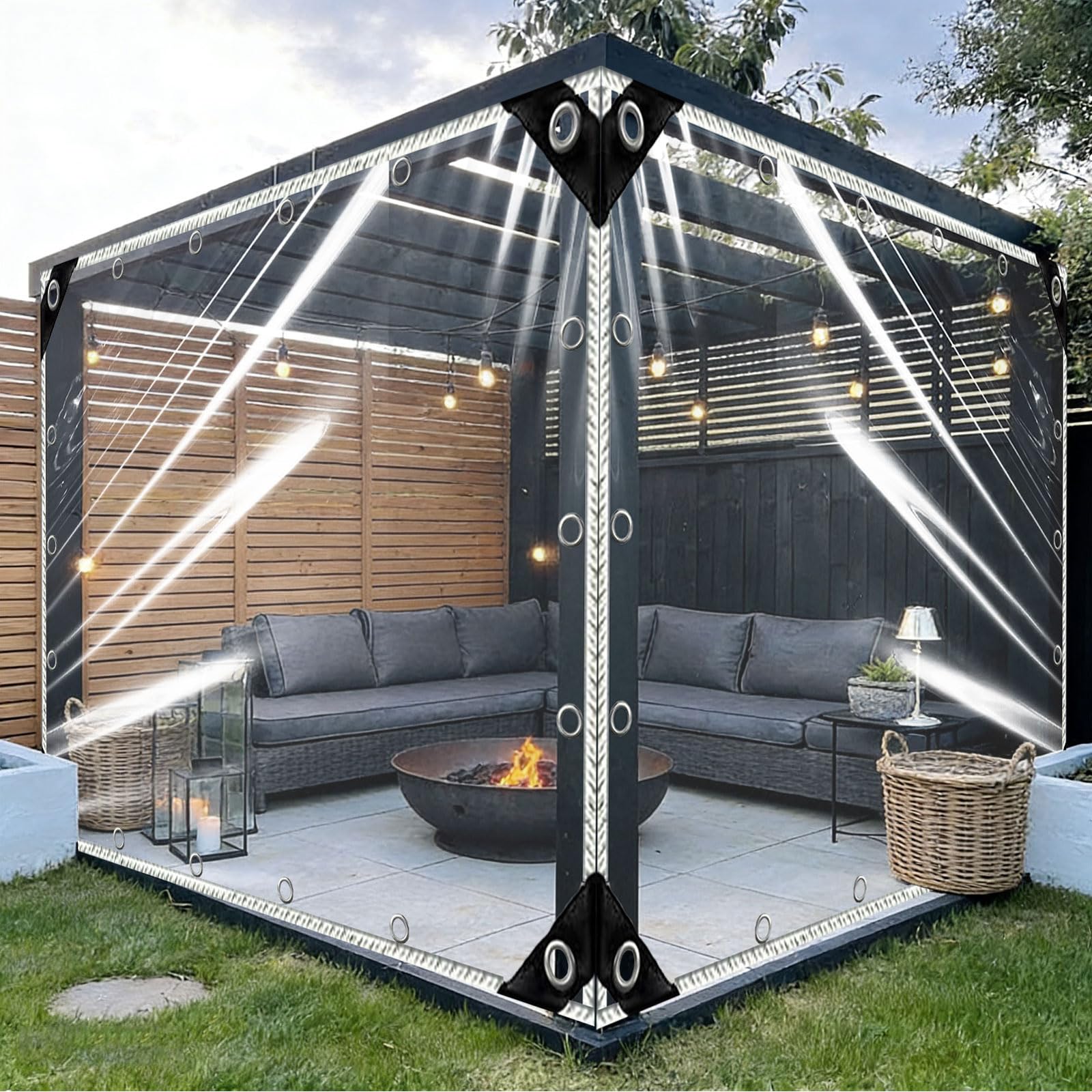 Lona impermeable exterior anti-rasgaduras de 1x2.1 m transparente para cubrir vehículos