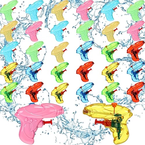 Paquete de 32 mini pistolas de agua para niños y niñas pistolas de chorro coloridas de 8 estilos pistola de plástico pequeña para playa parque