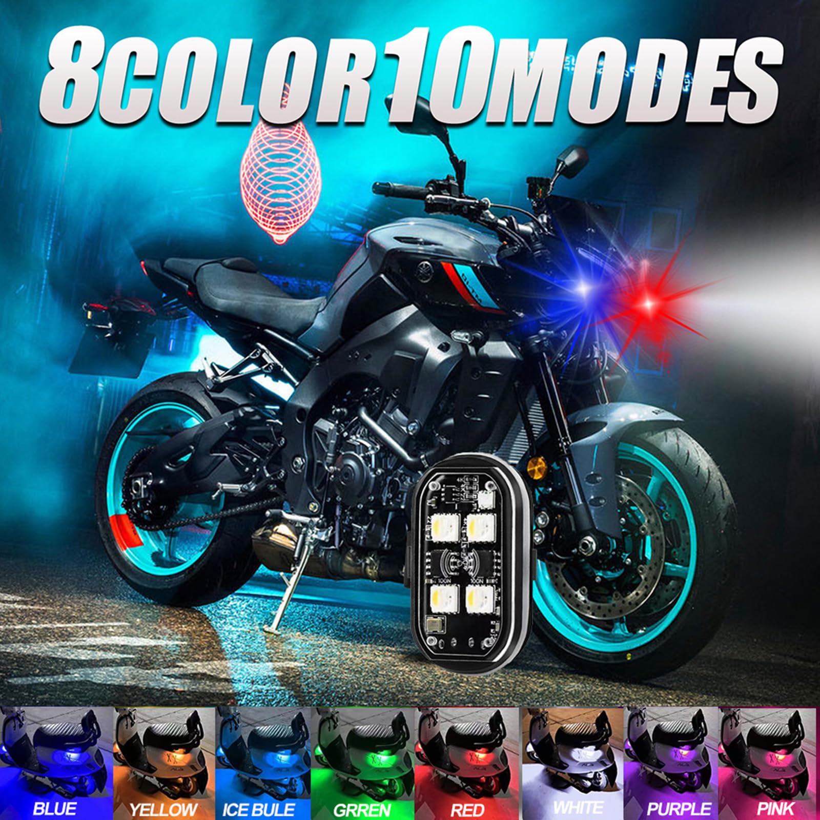 Flash LED Para Coche 4 Luces LED Inalámbricas Con Mando - IP65 Impermeables - Para Coche, Moto, Dron - 8 Colores, 10 Modos Flash Luz Coche Moto Control Remoto Ip65 Colores Modos Flash LED Para Coche 4 Luces LED Inalámbricas Con Mando - IP65 Impermeables - Para Coche, Moto, Dron - 8 Colores, 10 Modos Flash Luz Coche Moto Control Remoto Ip65 Colores Modos