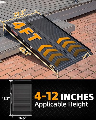 Vista 62 de VNN Rampa portátil para silla de ruedas de 3 pies, rampas de umbral de puerta de aluminio antideslizantes para sillas de ruedas para el hogar