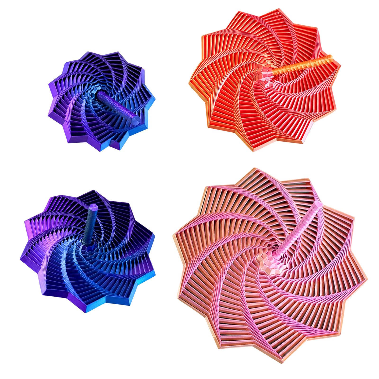 4Pcs 3D Printed Fidget Toys, Expanded Sensory Fidget Stars with Handle