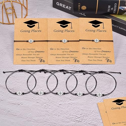 Miniatura 4 de Juego de 20 pulseras de graduación para ella y él, juego de pulseras de brújula 2023 2024, regalos inspiradores de graduación para compañeros de