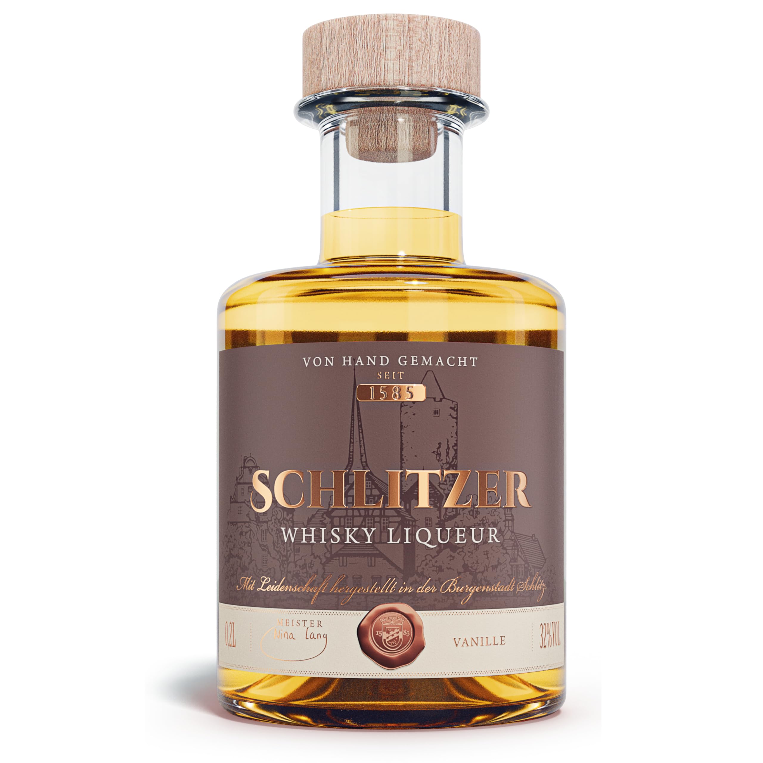 Schlitzer Whisky Likör Vanille 0,2L – 32% Vol. – Handgemachter Vanille Whisky-Liqueur – Single Grain Basis – Kleine Probierflasche aus Deutschland