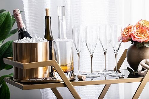 Miniatura 2 de Barski Copas de flauta para tostar color champán juego de 6 copas de cristal copas de tostado para boda tallo de platino 11 onzas fabricadas en