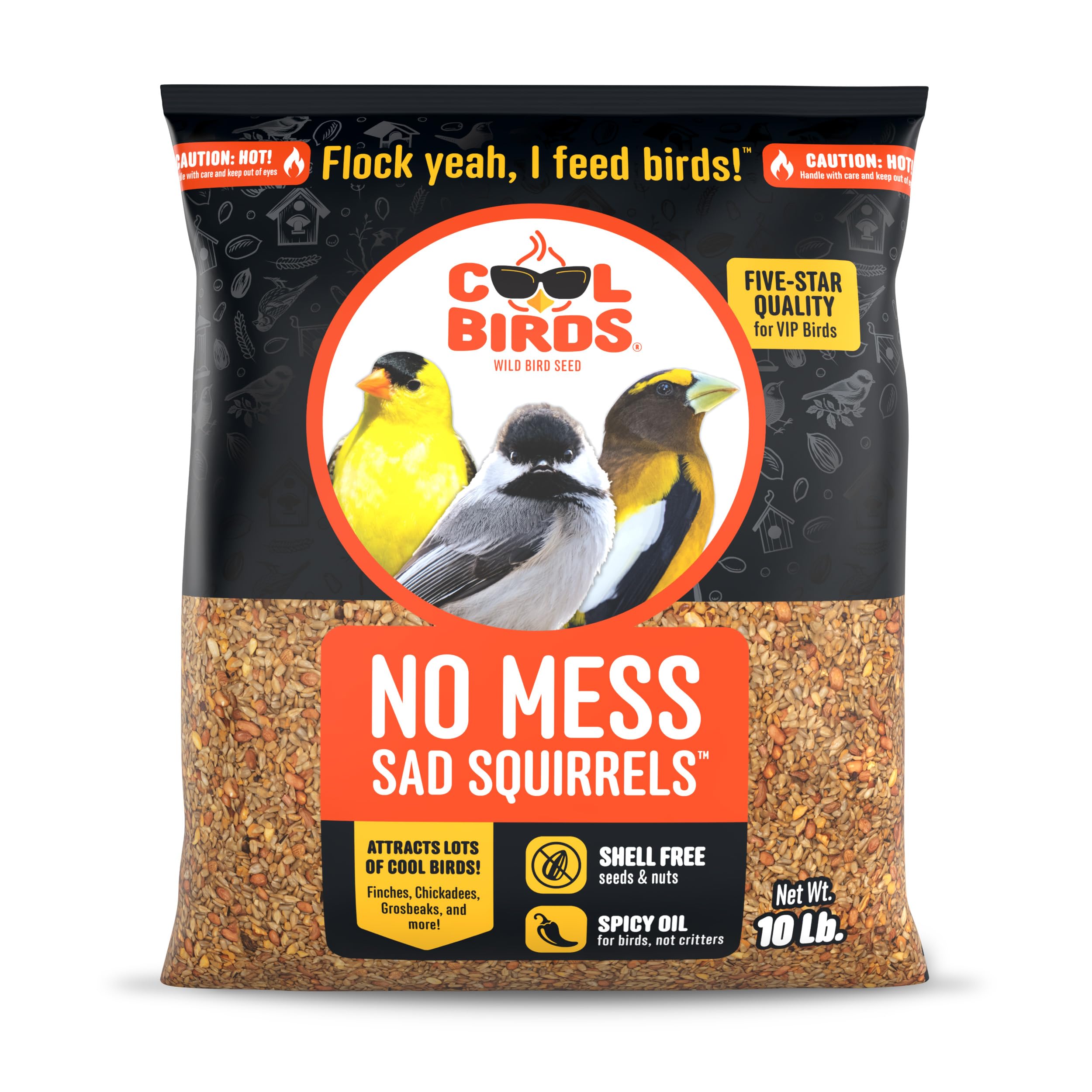 Cool Birds No Mess Sad Squirrels Hot Bird Seed, 10 lb