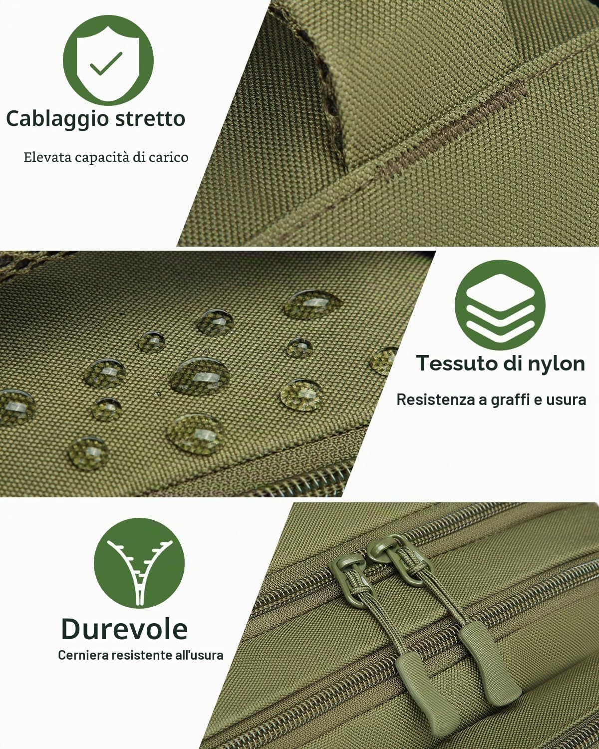 Zaino da pesca 2 in 1 con supporto per canna da pesca, 25 l, tattico, borsa a tracolla militare, per pesca, escursionismo