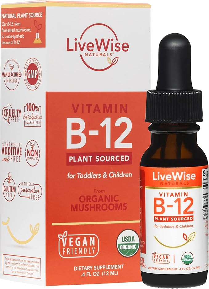 Live Wise Naturals Vitamin B12 for Kids USDA Organic Liquid Drops