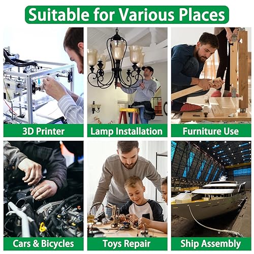 Miniatura 6 de Surtido de 1500 piezas de tornillos, tuercas y arandelas, kit de pernos y tuercas métricos M2 M3 M4 M5 M6 con cabeza hexagonal de casquillo, acero