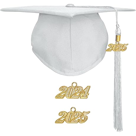 Matte Graduation Cap with 2024 Tassel 2025 Year Charm