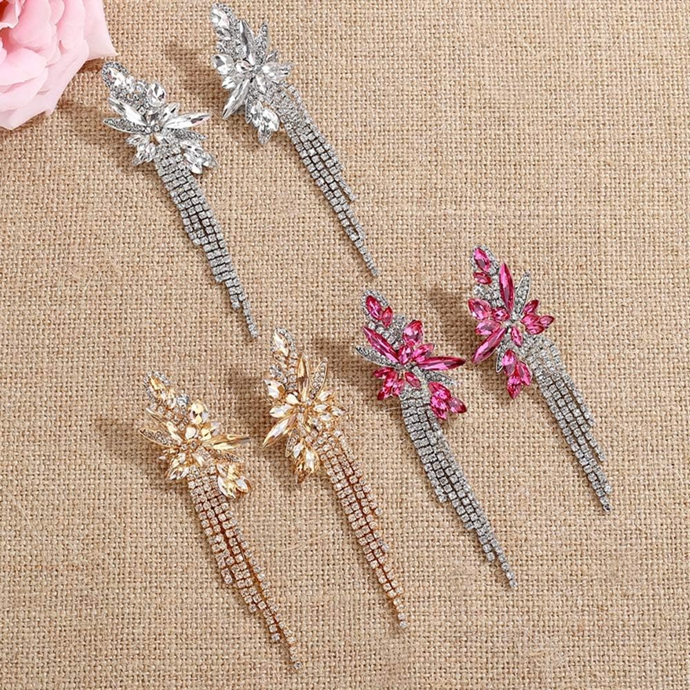 mecresh Marquise Crystal Bridal Chandelier Dangle Drop Earrings Ladies Gifts in Silver/Gold Tone - Image 3