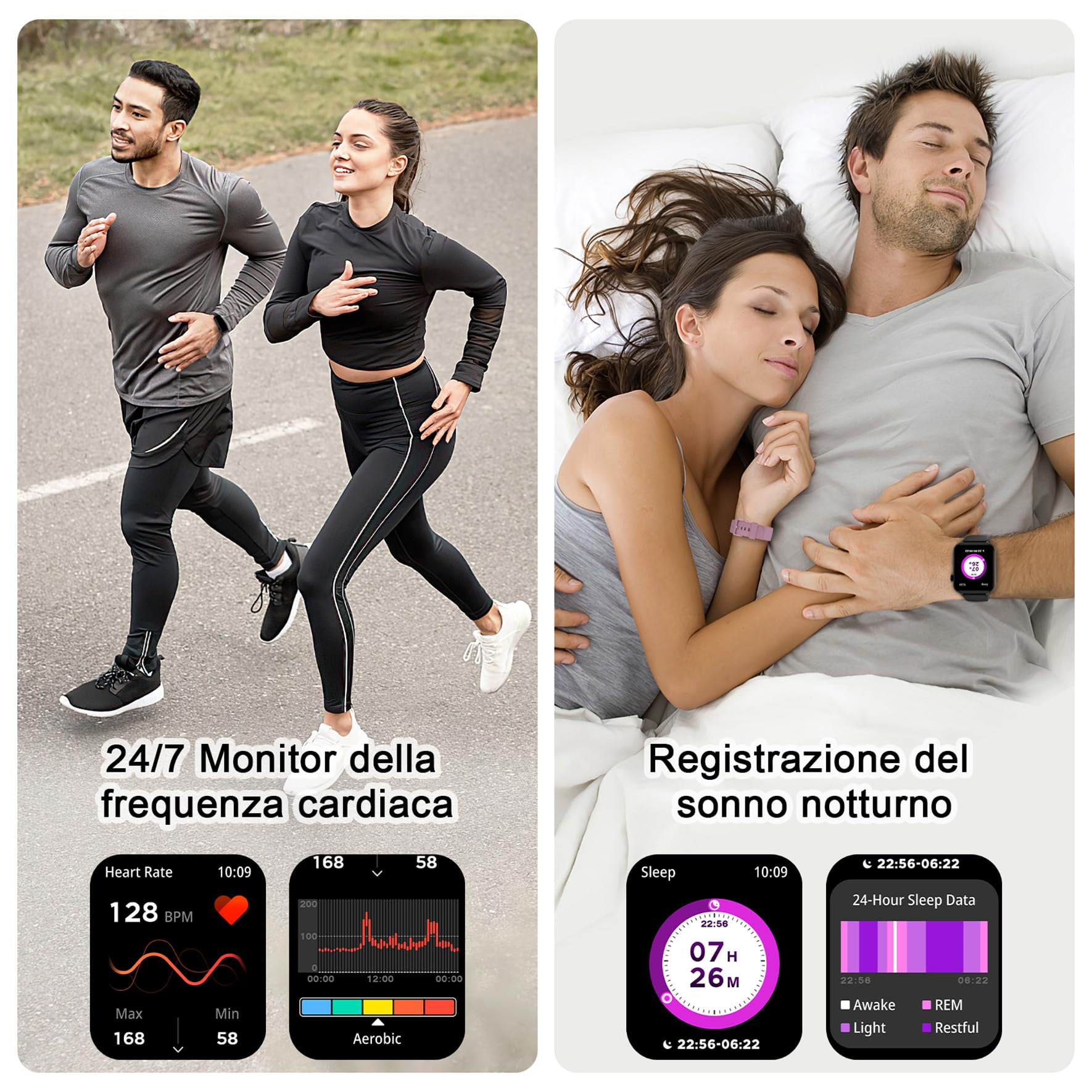 IOWODO Smartwatch Donna Uomo,Chiamate Bluetooth Musica Orologio Contapassi,1.85" Orologio Fitness 100+ Sportive Fitness Tracker Monitor con SpO2/Sonno,Cardiofrequenzimetro,smart watch per Android iOS