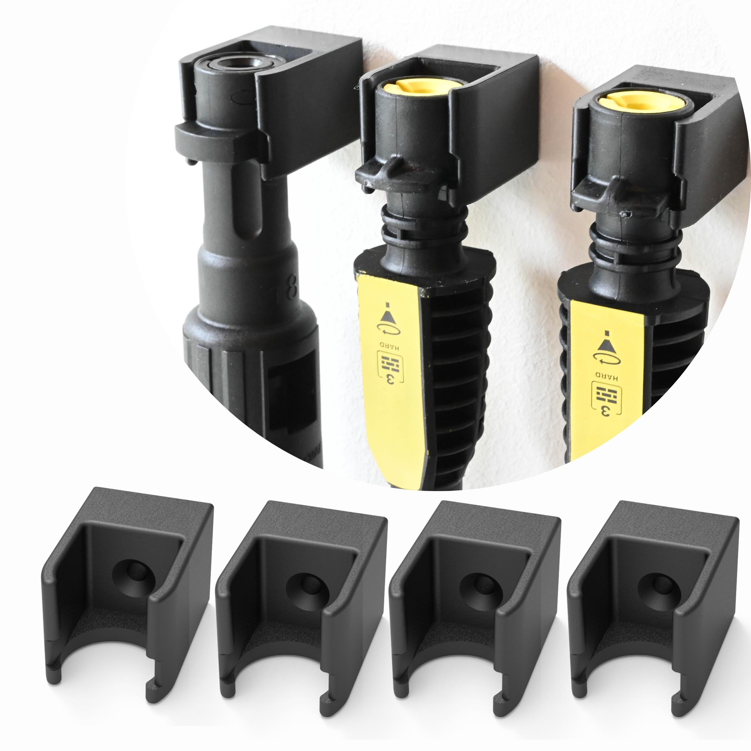Sintrix Fab Black 4 X Wall Brackets For Pressure Washer Accessories, Compatible With Karcher Lances And Attachments - Storage Bracket For Garage, Garden Shed & Workshop Garden Accessories