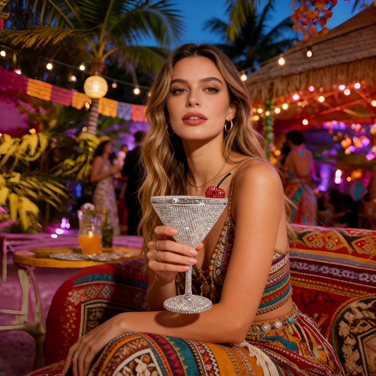 Women Goblet Cherry Crystal Evening Clutch Martini Shaped Rhinestone Purse Funny Diamond Cocktail Cup Bag for wedding - Image 2