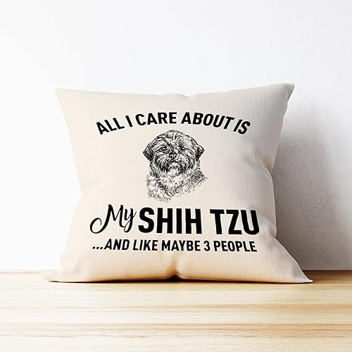 Miniatura 2 de Shih tzu - Funda de almohada para mamá, regalo con texto en inglés "I Love Shih Tzu, 18 x 18 pulgadas, divertida funda de cojín Shih tzu para sofá,
