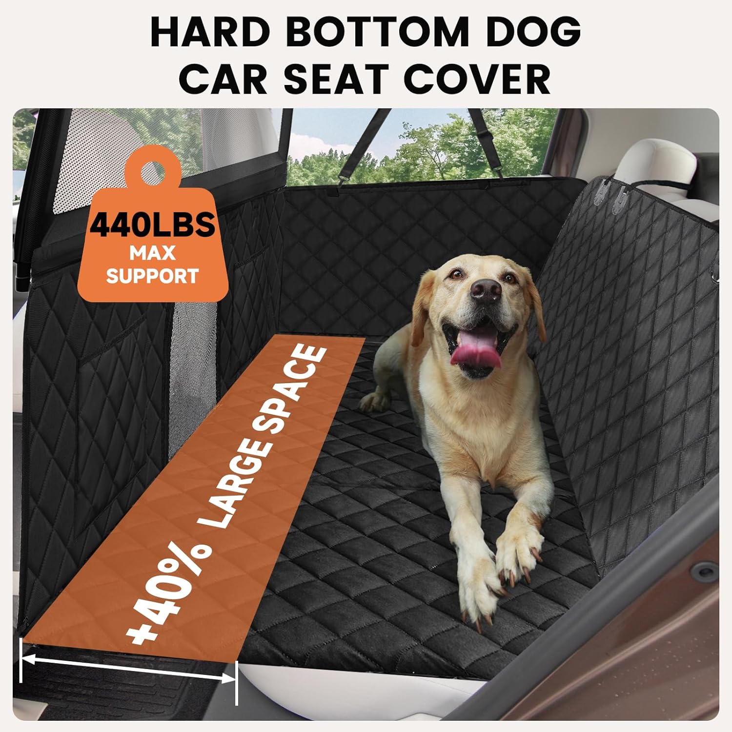 Snagle Paw Dog Car Seat Cover & Back Seat Extender,31"Super High Pet Barrier with Anti-Slip Hard Bottom Hammock Holds 440lbs,Water-Resistant Car Seat Protector for SUV,Trucks,Easy-Clean,Patent Pending