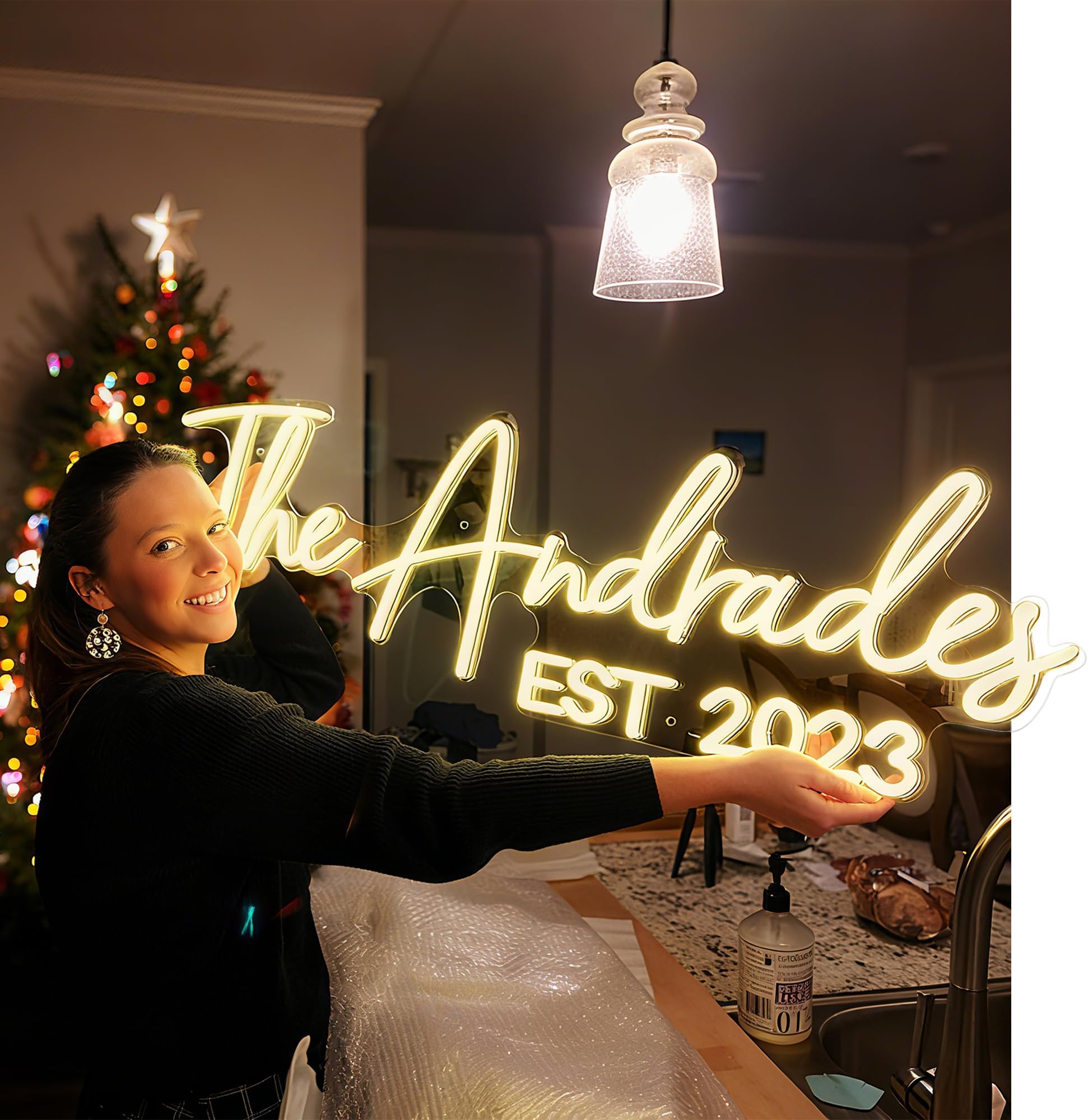 - Custom Neon Signs for Wall, Personalized Large LED Lights for Name Logo Wedding Birthday, Home Decor, Bar Cafe Studio- Ideal Gift for Christmas, Valentine's Day