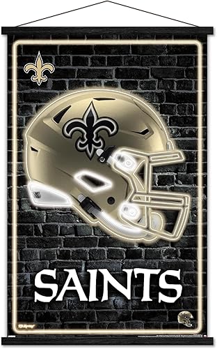Trends International NFL New Orleans Saints - Póster de pared con casco neón 23 con marco magnético