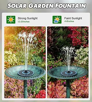 Yzert Solar Fountain Glass, 3.5W 2200mAh, Colorful Lights, Bird Bath | Floating Solar Water Fountain Blue Panel,for Garden, Pond, Pool, Outdoor