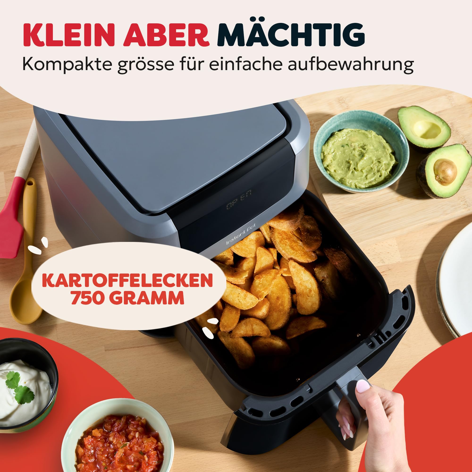 Instant Pot Vortex Compact Truffle frytkownica na gorące powietrze kosz o pojemności 5 l, rozmiar rodzinny, 4 w 1 smażenie na gorącym powietrzu, suszenie, pieczenie, podgrzewanie