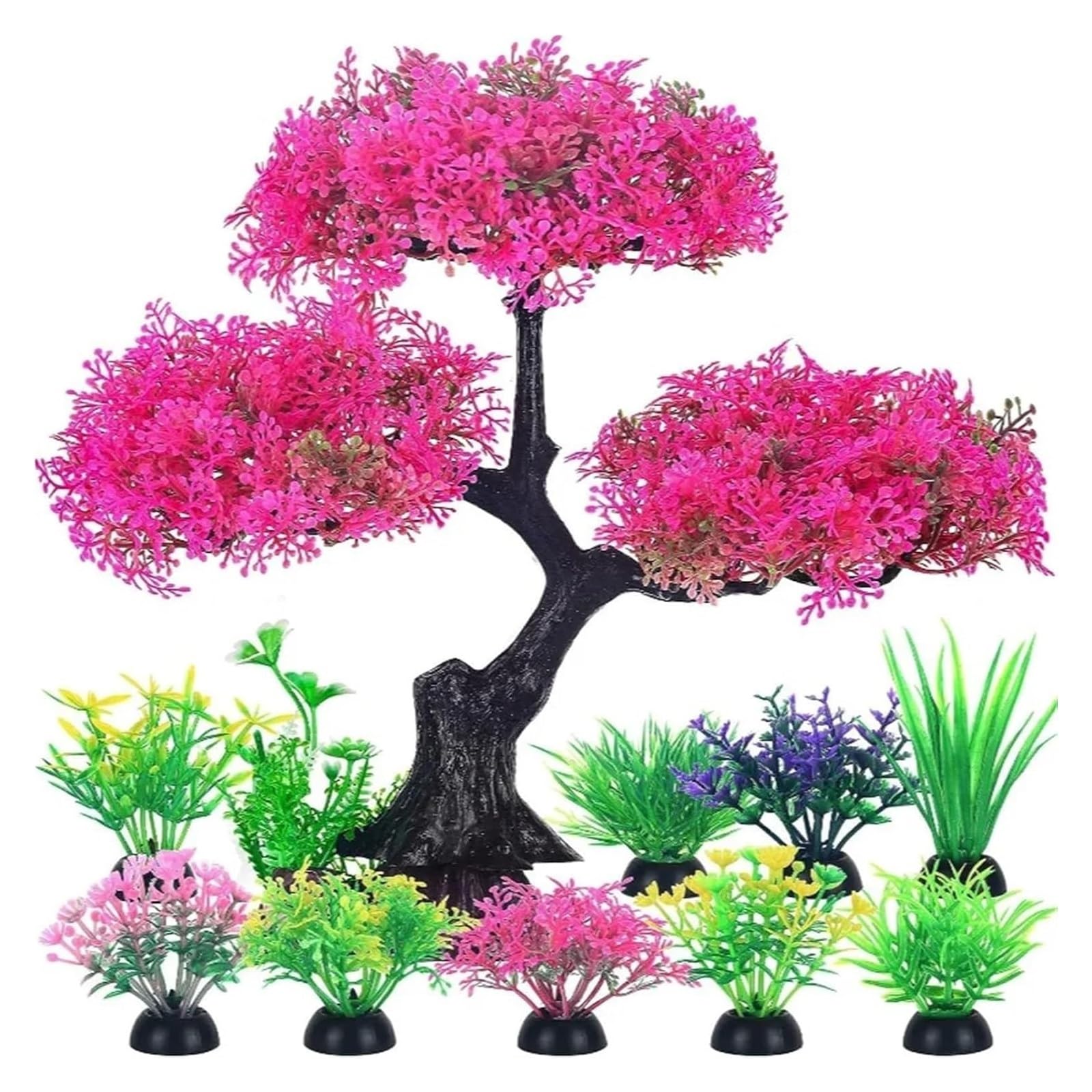 Plantas de Acuario Artificiales, Decoración Artificial de Las Malas Hierbas del Agua Tanque Peces Acuario ABS Multicolor