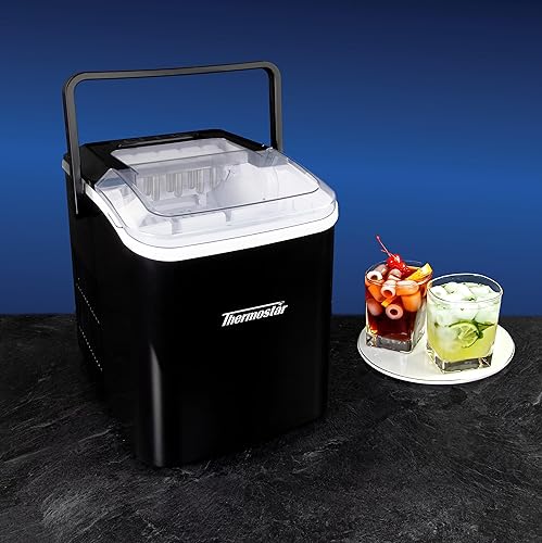 Miniatura 7 de Nostalgia Thermostar Máquina automática de hielo eléctrica portátil autolimpiante para encimera, 26 libras en 24 horas, 9 cubitos de hielo listos en