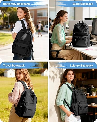 Miniatura 7 de VGCUB Mochilas escolares con libros, bolsa de viaje, mochilas escolares para niñas, mochila estética ligera para escuela, niñas y niños, a3-Negro,