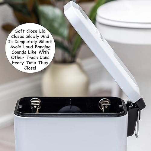 Bote de basura rectangular de 5 L con forro antideslizante y tapa antideslizante se utiliza como mini cesta de basura contenedor delgado o Bote de basura rectangular de 5 L con forro antideslizante y tapa antideslizante se utiliza como mini cesta de basura contenedor delgado o