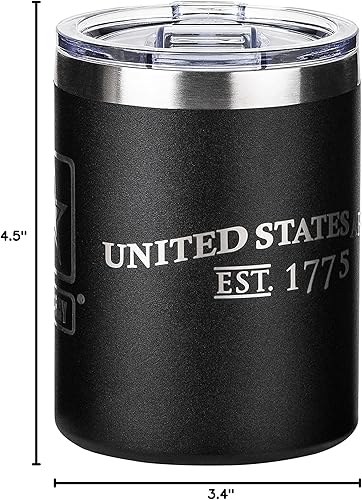 Miniatura 8 de Military Gift Shop Vaso de café de acero inoxidable con aislamiento al vacío de doble pared negro militar, de 12 onzas, taza de viaje con tapa a