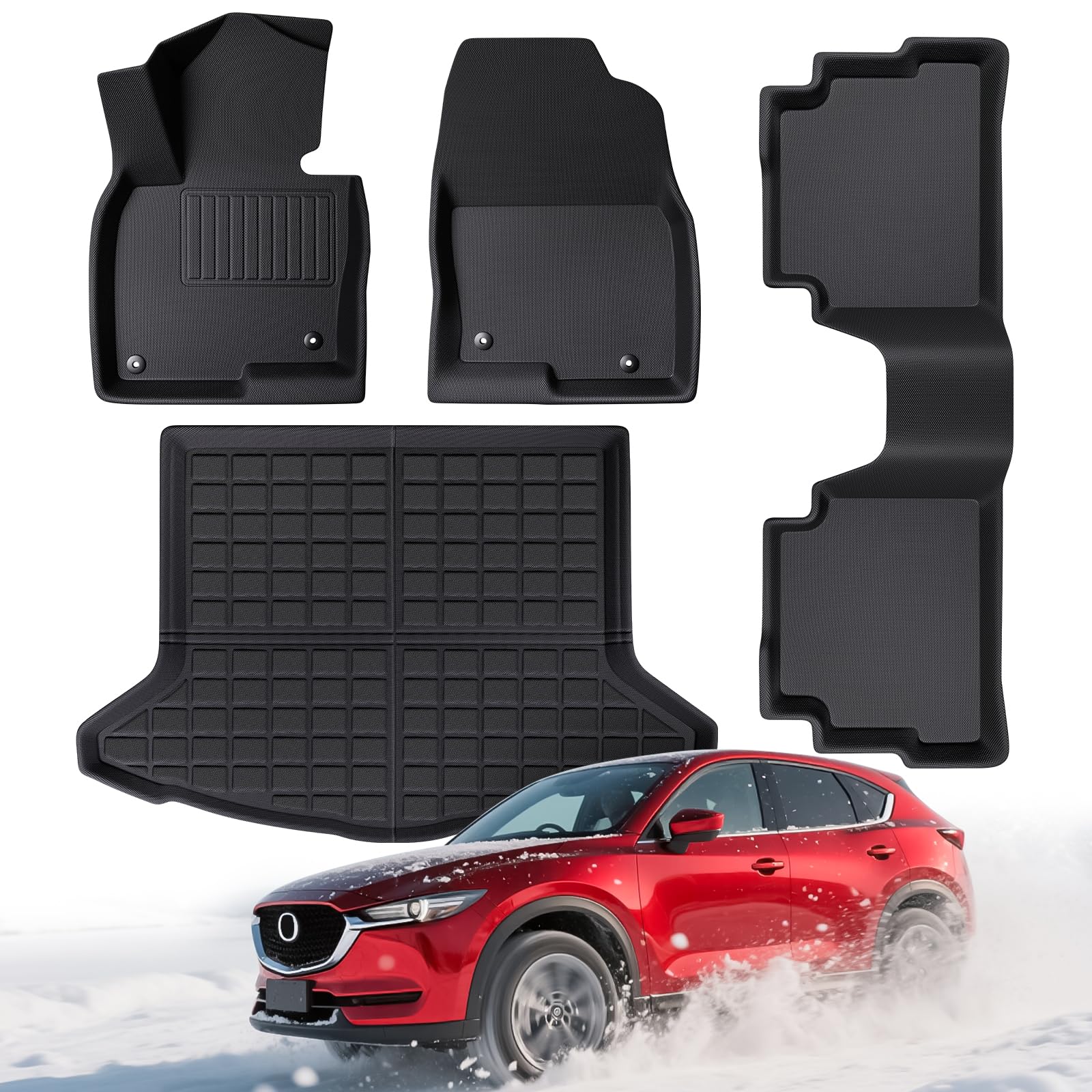 for Mazda CX5 Floor Mats & Cargo Liner 2017 2018 2019 2020 2021 2022 2023 2024 2025, Waterproof XPE All Weather Floor Mats for Mazda CX-5 2017-2025 Accessories