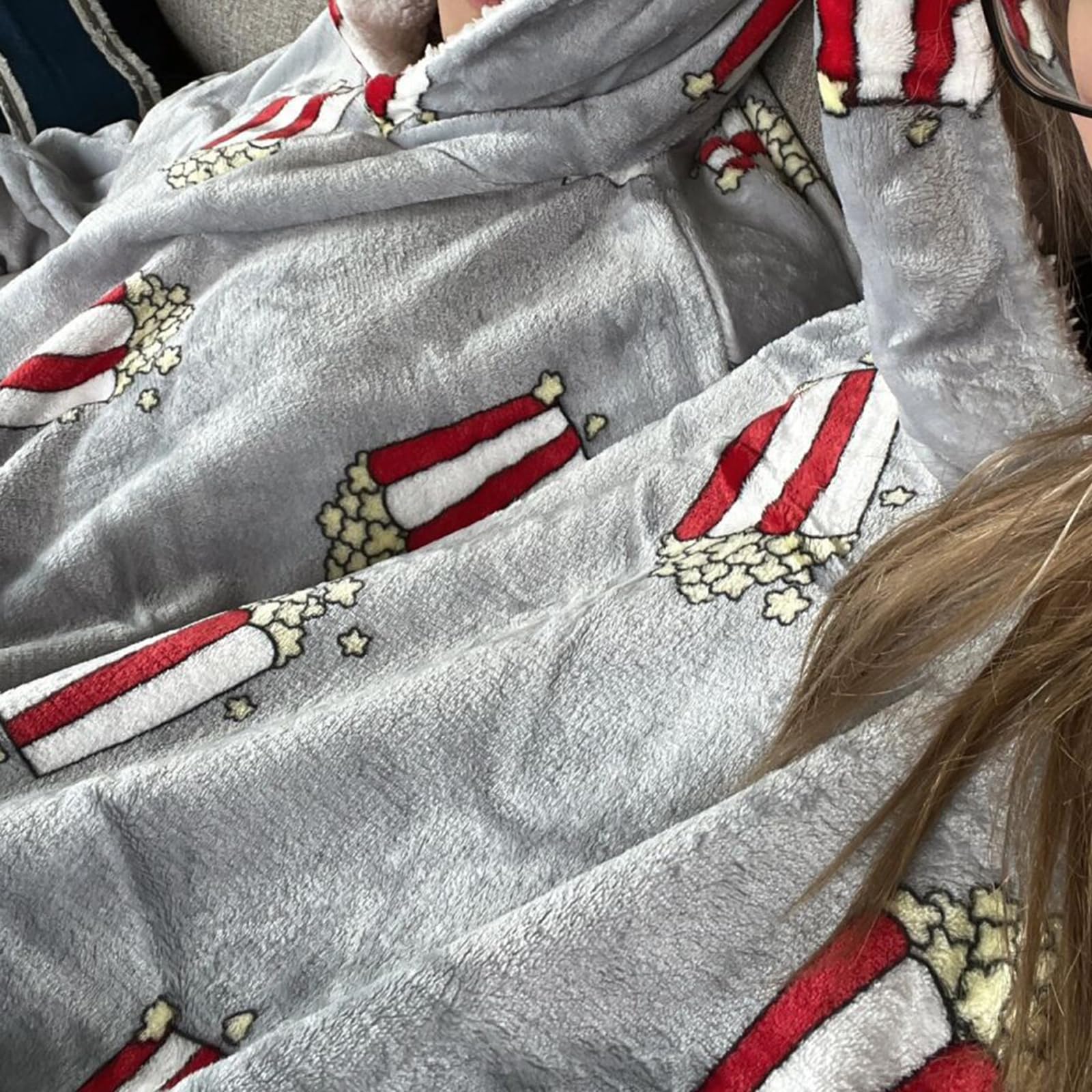 Pijamas Dobles de Franela para Parejas, Pijamas Creativos con Capucha Gruesa, Ropa Cómoda para el Hogar con Bolsillos, Gris, One Size