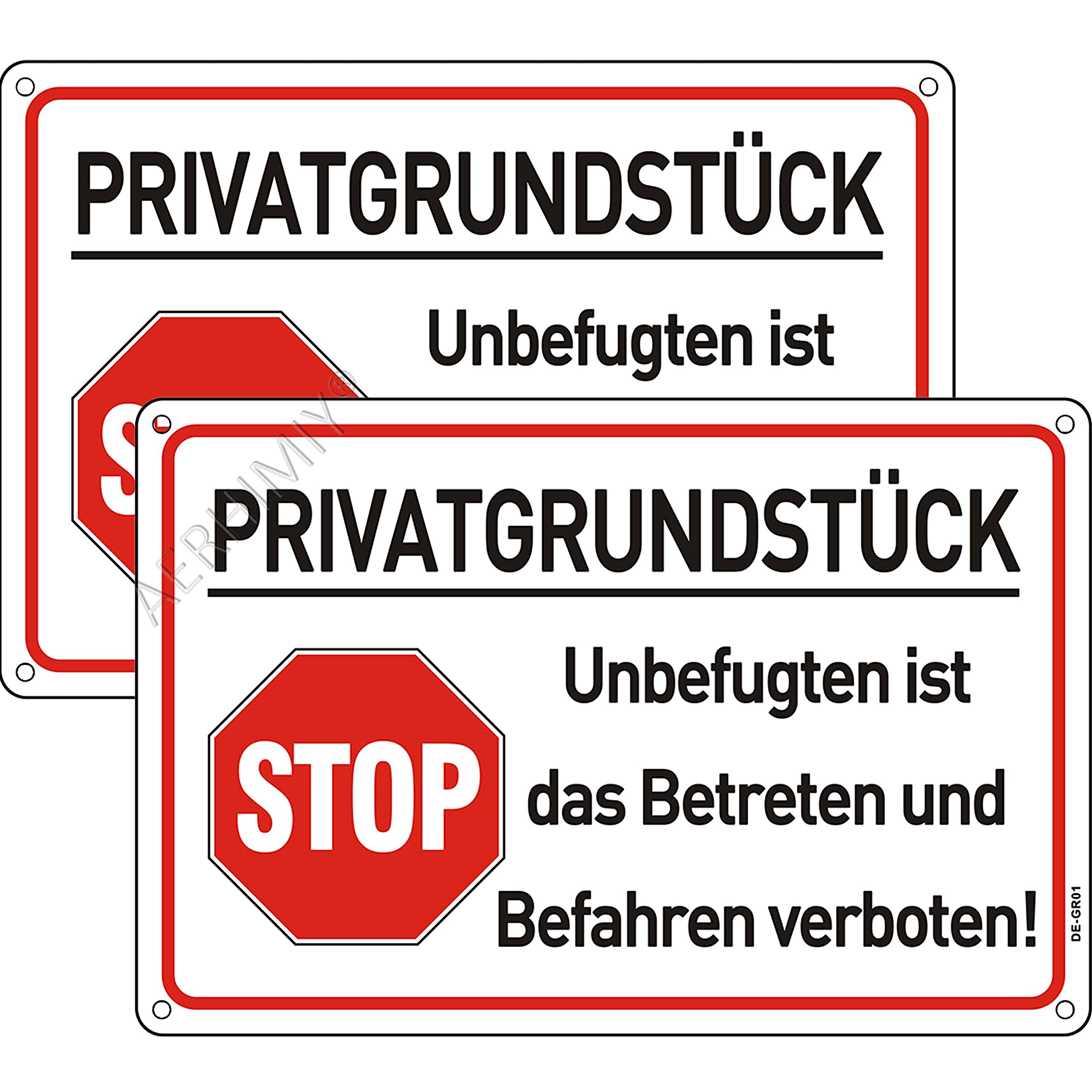 Privé-grondstuk, 20 x 30 cm, waarschuwingsbord, privé-perceel, verboden