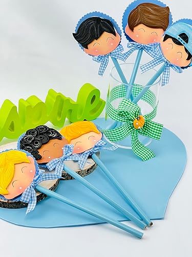 Miniatura 9 de Adorno hecho a mano para lápiz, adorno para bolígrafo, para niños y amantes de la escritura, aplique en goma eva. adorable adorno de niño para