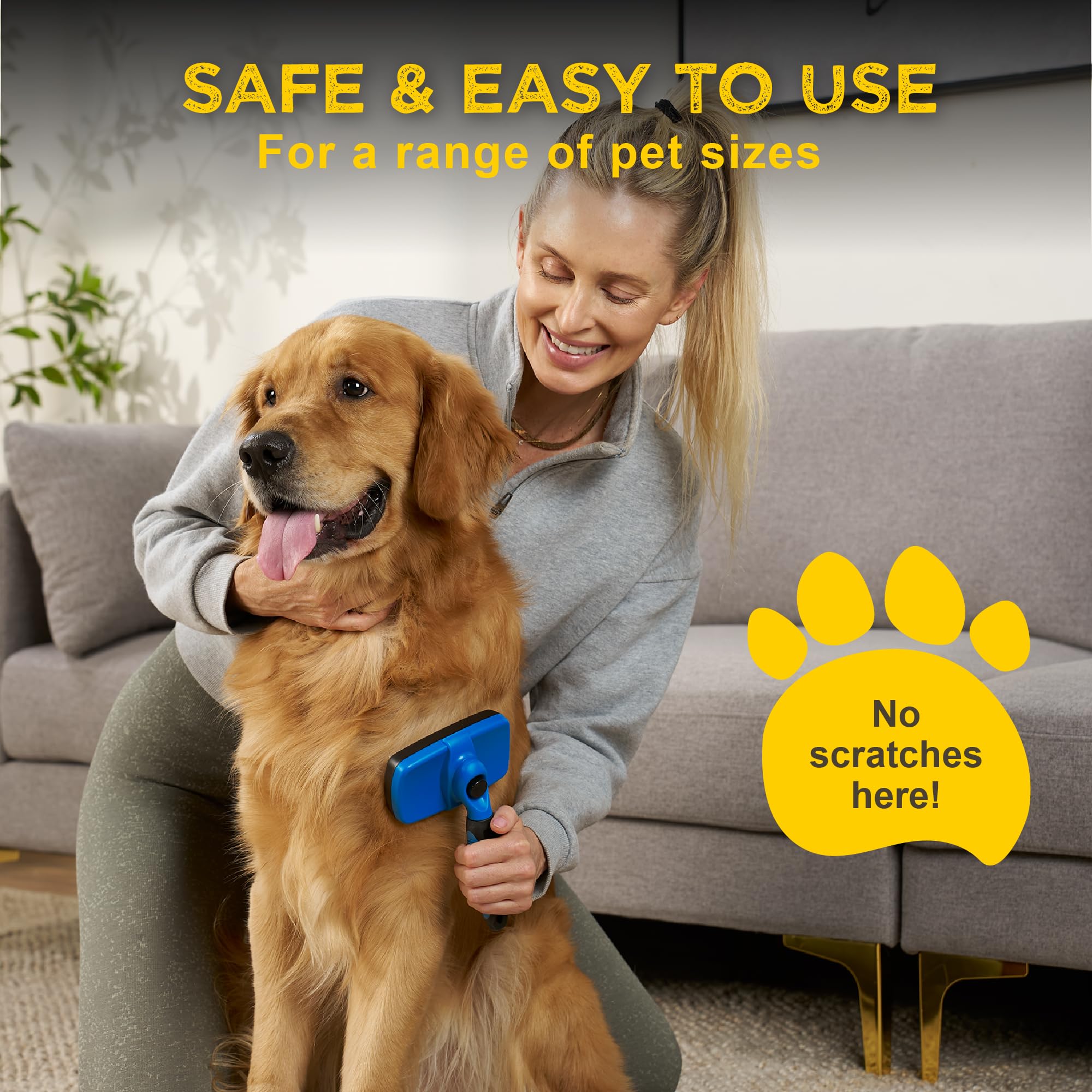 Deshedding Dog Brush for Shedding – Self Clean Cat Brush Deshedding & Grooming Tool for Long Haired and Short Haired Dogs, Slicker Brushes for Dogs, Skin-Friendly, Retractable Bristles, Easy to Clean - image 4