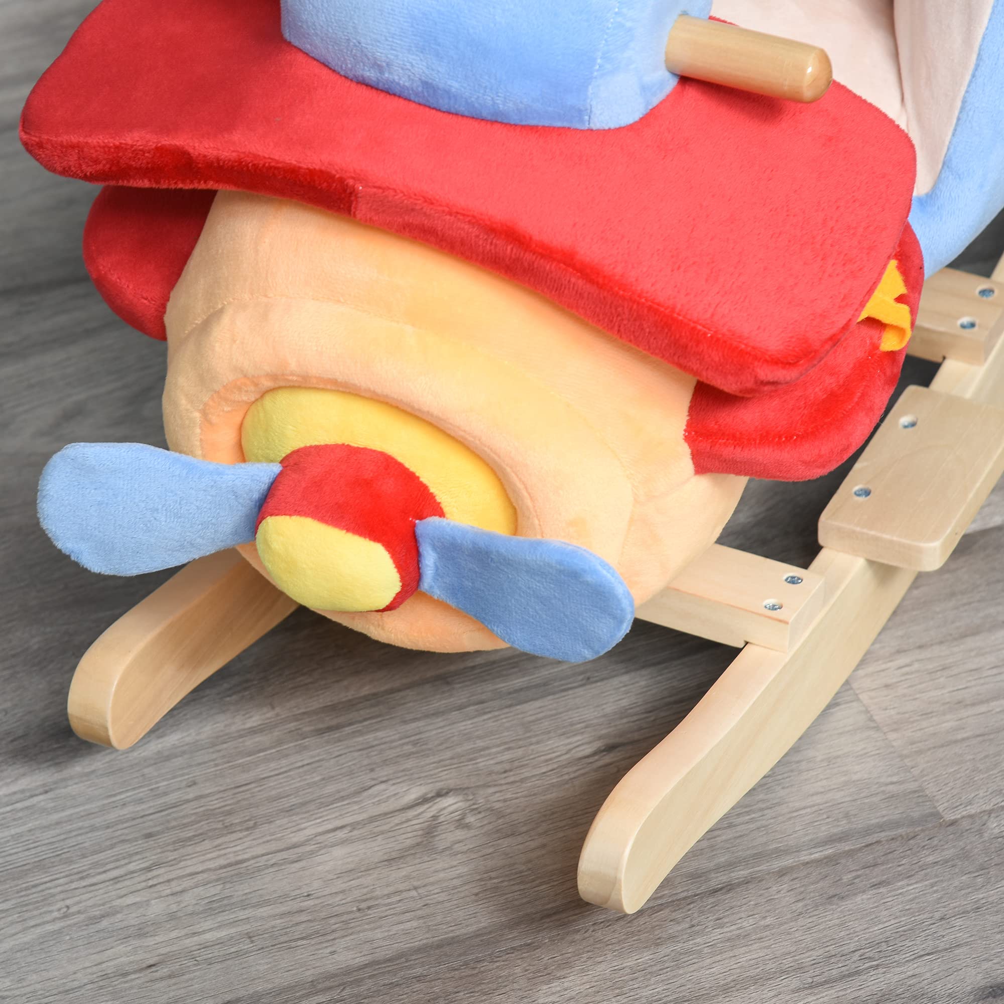 HOMCOM Caballo Balancin Niño Avion Peluche+Musica Cinturon Seguridad Caballito Infantil