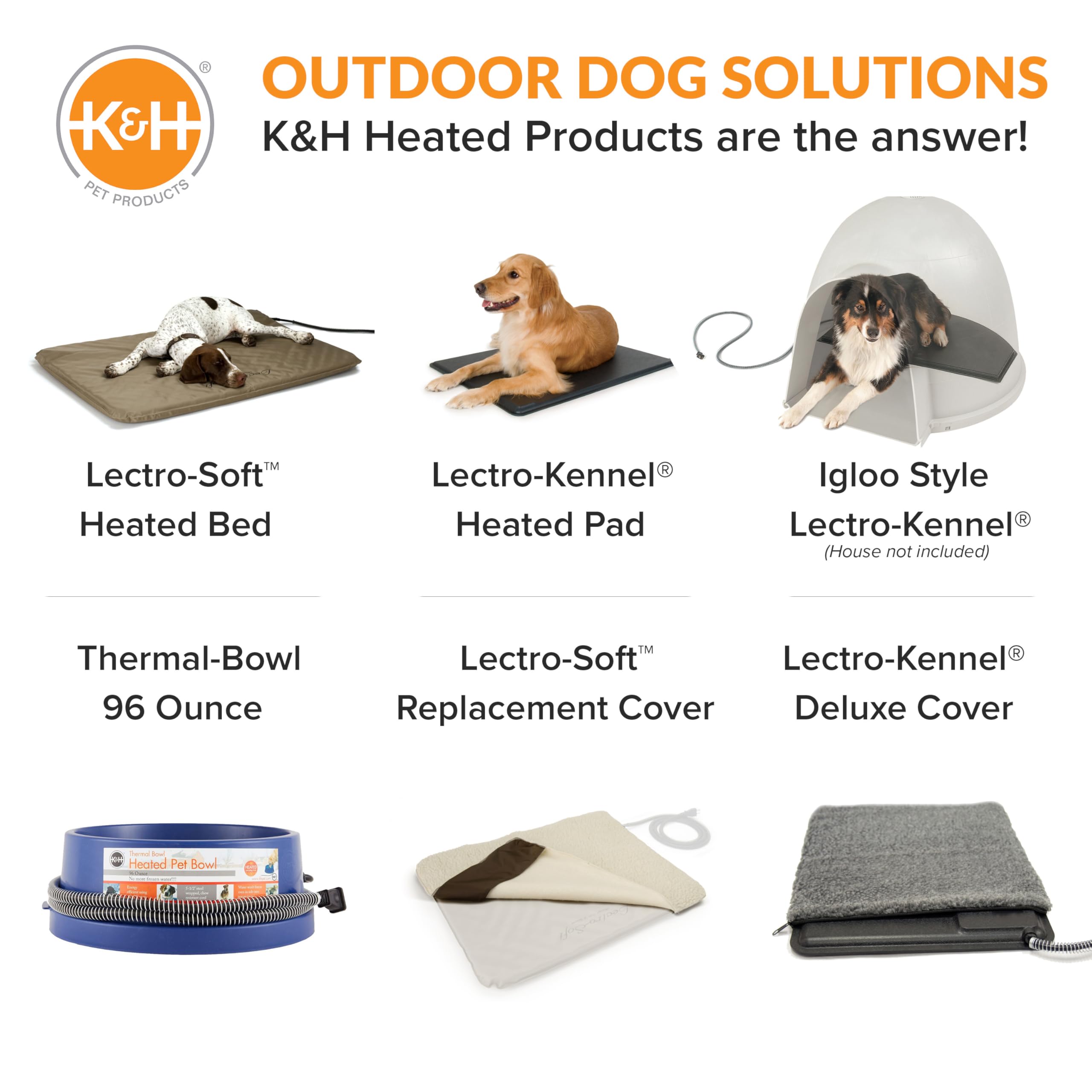 K&H PET PRODUCTS - Cama ortopédica para Perros con calefacción para Exteriores, Color Gris Suave, tamaño Mediano de 19 x 24 Pulgadas