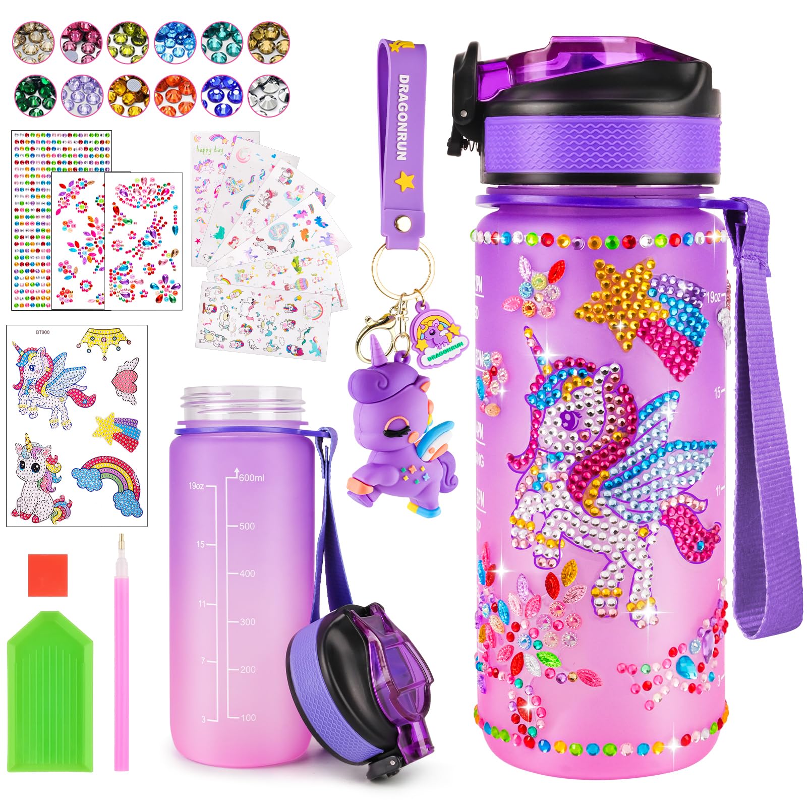 Kit Artigianale Unicorno Per Bambine - Decorazione Bottiglia Acqua Con Diamanti, Età 5-12 Anni - Foto 7