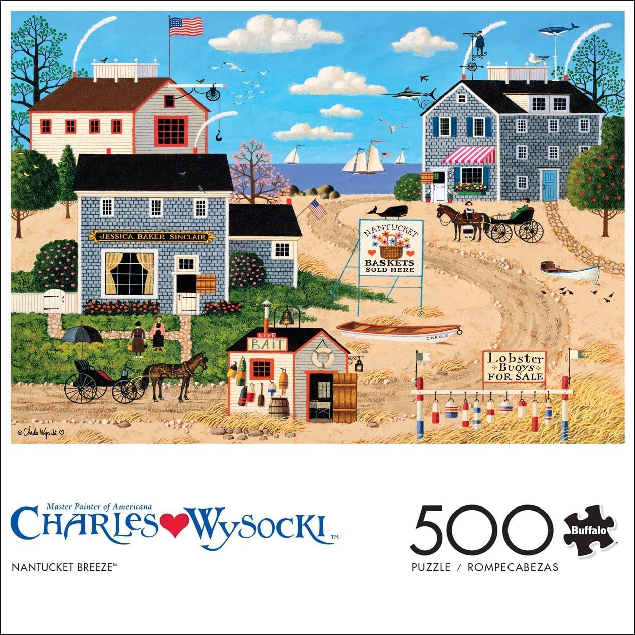 Buffalo Games - Charles Wysocki - Nantucket Breeze - 500 Piece Jigsaw Puzzle for Adults -Challenging Puzzle Perfect for Game Nights - Finished Size is 21.25 x 15.00