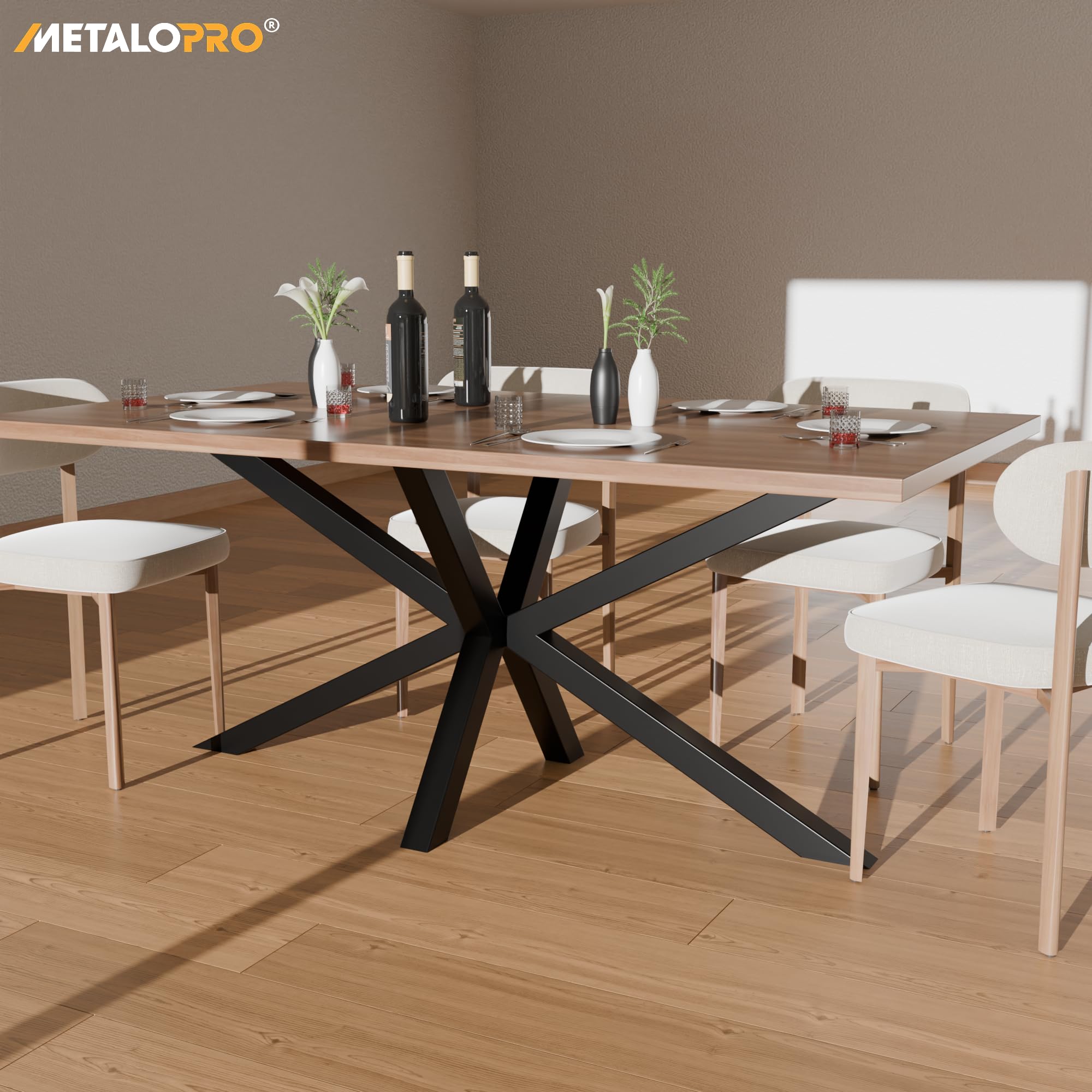 Tischbein – Acamar Frame | Modernes spinnenförmiges Metall-Tischgestell | Schwarzes Stahlgestell im Industrie-Stil für Esszimmer und Büro | 160x70x74 cm