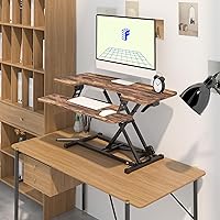 Vista 6 de Flexispot - Convertidor de escritorio de pie de 40 pulgadas; posición ajustable de sentarse a pararse; estación de trabajo con computadora y amplio