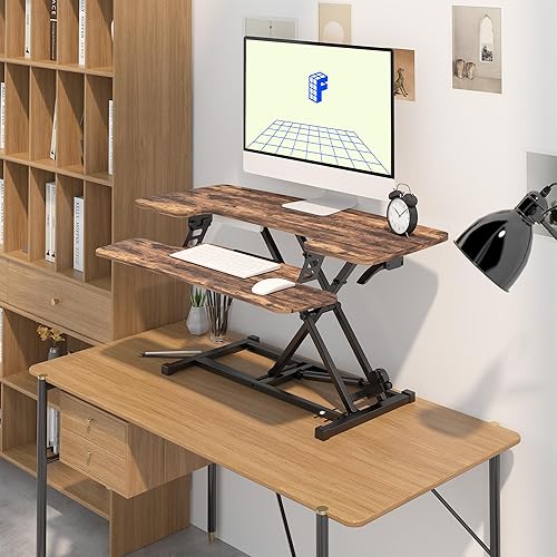 Miniatura 6 de FLEXISPOT Convertidor de escritorio de pie de 40 pulgadas, elevador de escritorio de altura ajustable, estación de trabajo para computadora con