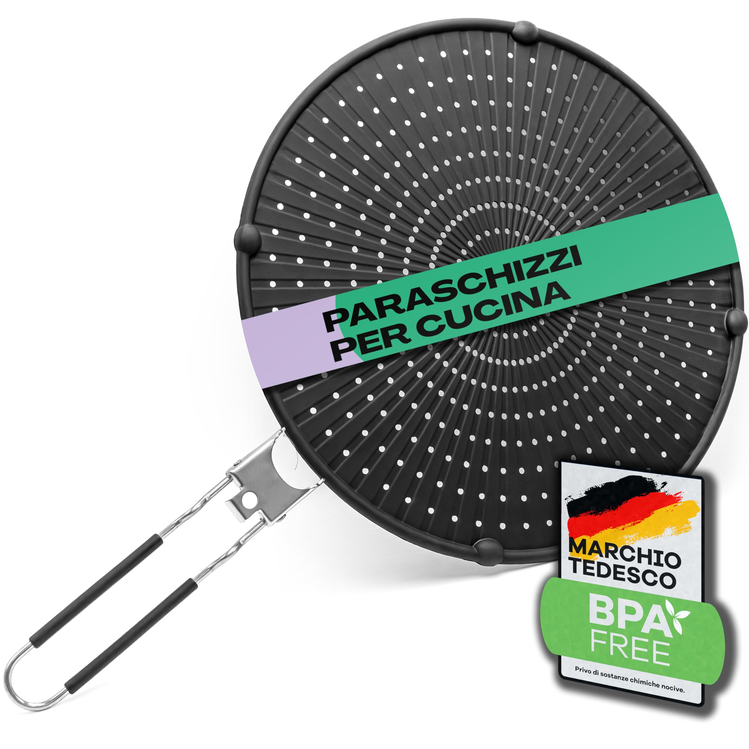 Netrox - Paraschizzi Cucina in Silicone per Padella - Resistente al Calore, Lavabile, Sicuro per Alimenti - Coperchio Universale per Frittura Fino a 30 cm - Paraspruzzi Pieghevole Universali Pentola