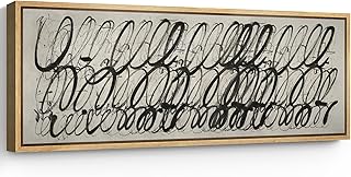 SIGNFORD Large Framed Canvas Print Wall Art Abstract Calligraphy Black I...