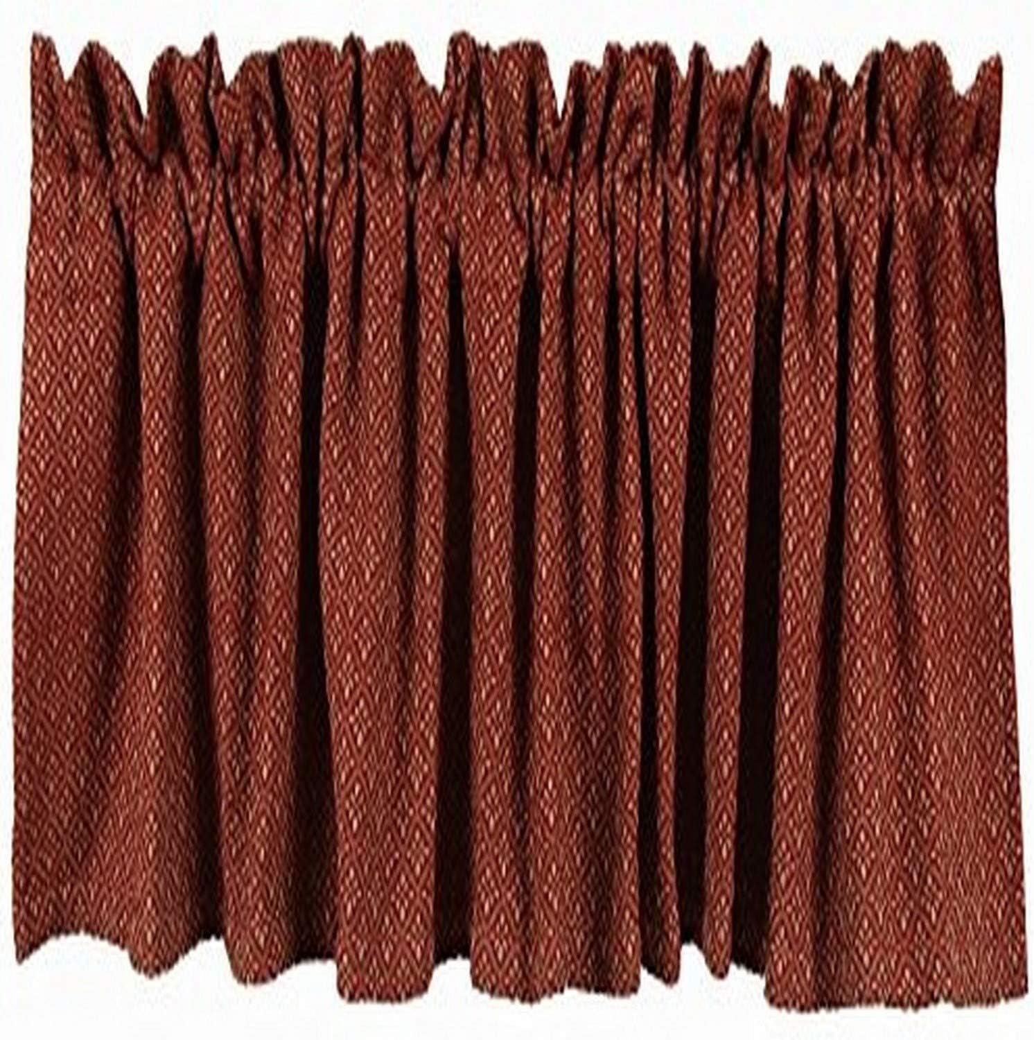 Philmont Jacquard Barn Red - Oat Jacquard - Woven Valance 72" x 15.5" Country Curtains for Living Room, Primitive Kitchen Valance, Basement Farmhouse style Curtain for Window Treatment