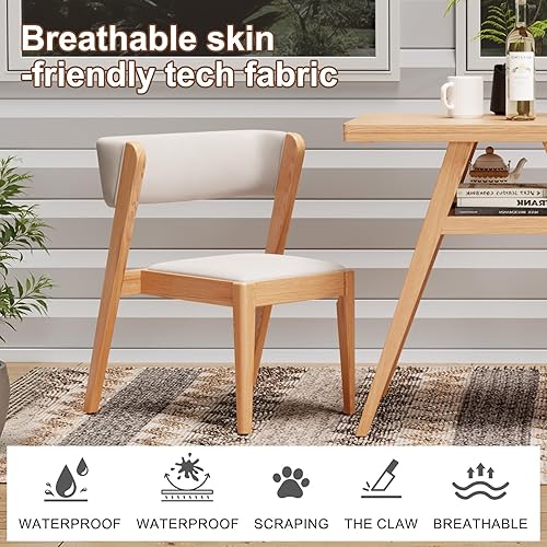 Miniatura 7 de Juego de mesa de comedor bistró de madera maciza, 3 piezas, mesa de comedor para patio al aire libre, juego de 2 con sillas tapizadas, silla