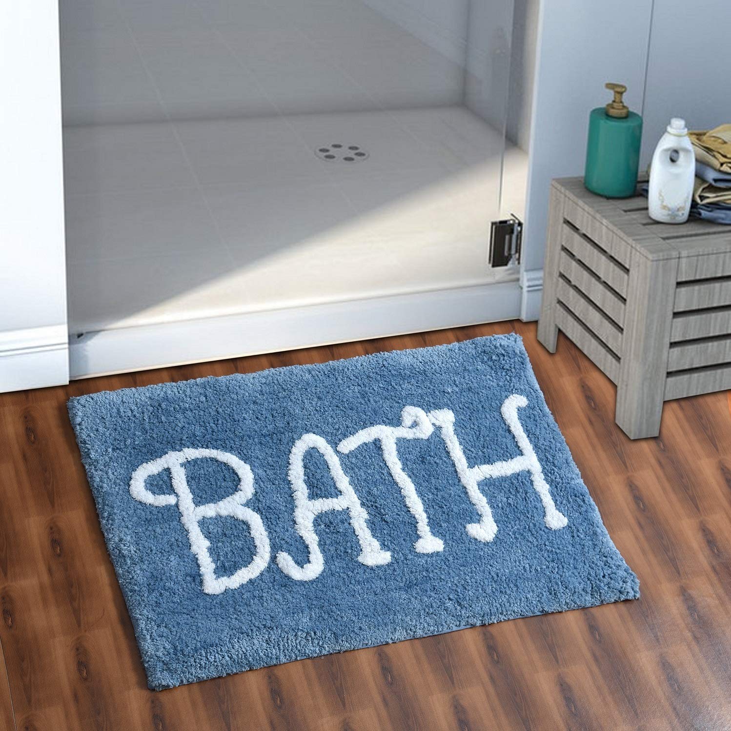 AEROHAVEN Modern Anti Slip Bathmat (Aqua, Microfiber, 50 cm x 80 cm)