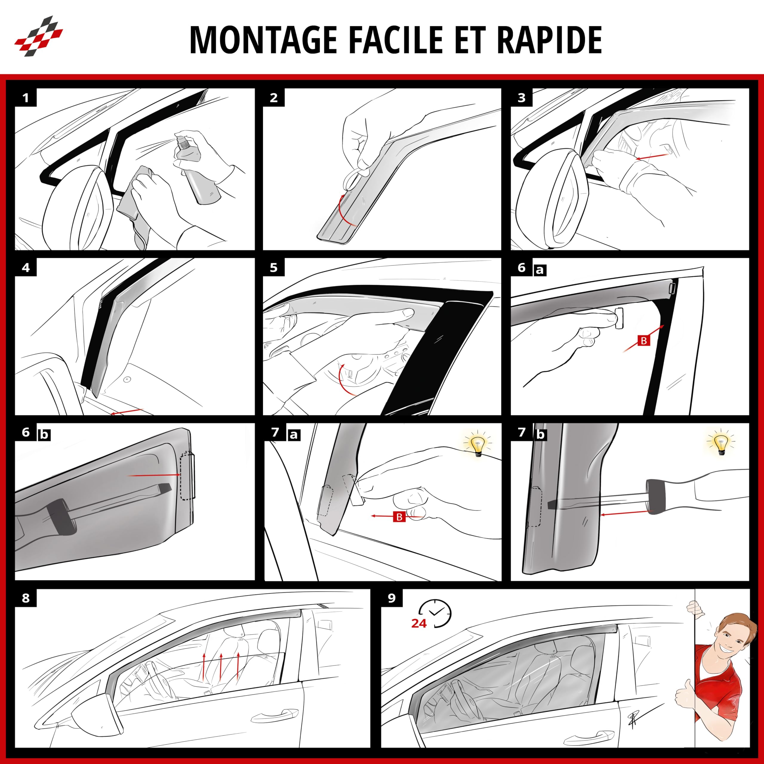 WALSER Déflecteurs de vent compatible avec Audi A3 (8P1) 05/2003-12/2013, A3 Sportback (8PA) 09/2004-12/2015
