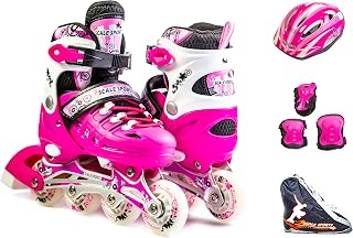 Patines de ruedas para niños con ruedas iluminadas, patines en línea ajustables con juego de protección, patines de rendimiento con almohadillas de seguridad