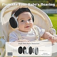 Vista 2 de Bella's Friends Orejeras para bebés para protección contra el ruido, cómodos y ajustables, auriculares con cancelación de ruido de 24 dB para bebés